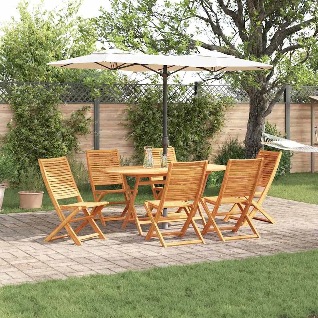 vidaXL Conjunto de Jantar de Jardim 7 pcs Madeira Largo Madeira Sólida