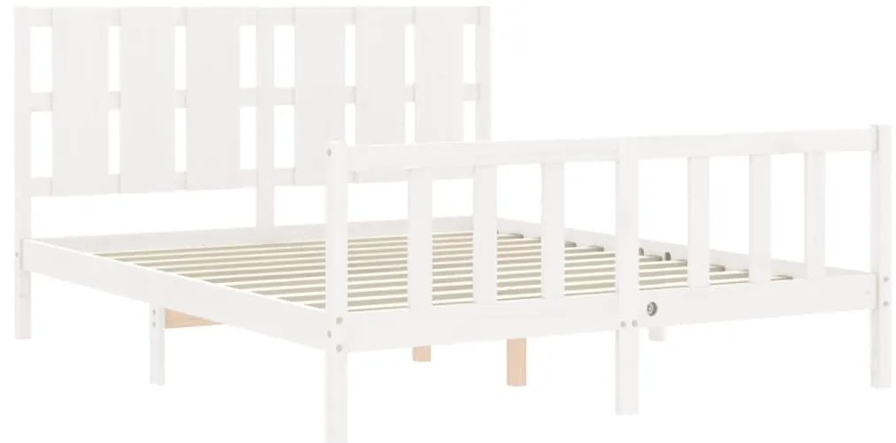 Cama sem colchão 160x200 cm madeira de pinho maciça branco