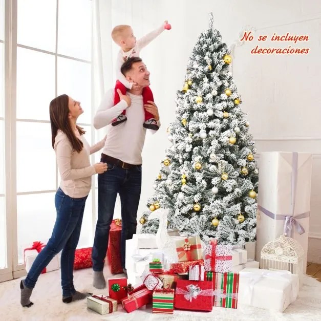 Árvore de Natal com 2,25 m, sem iluminação, com dobradiças e base metálica Verde