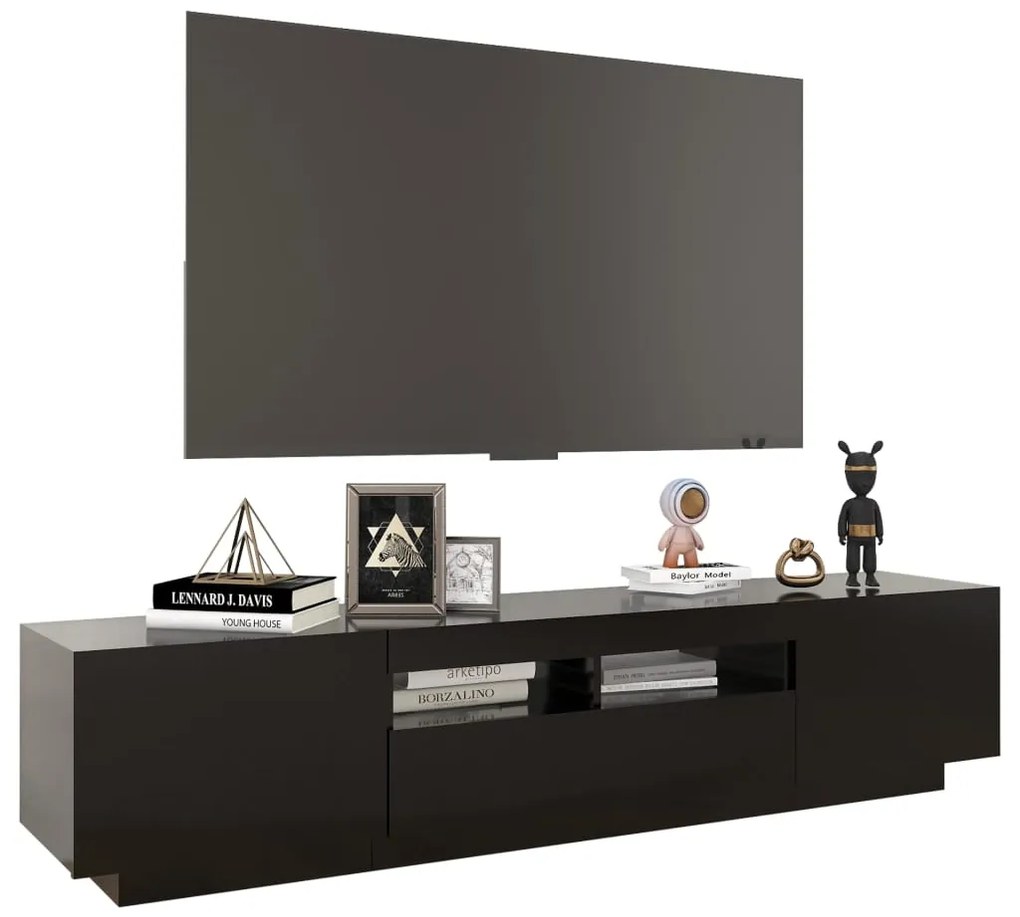 Móvel de TV Giancarlo com Luzes LED de 180cm - Preto - Design Moderno