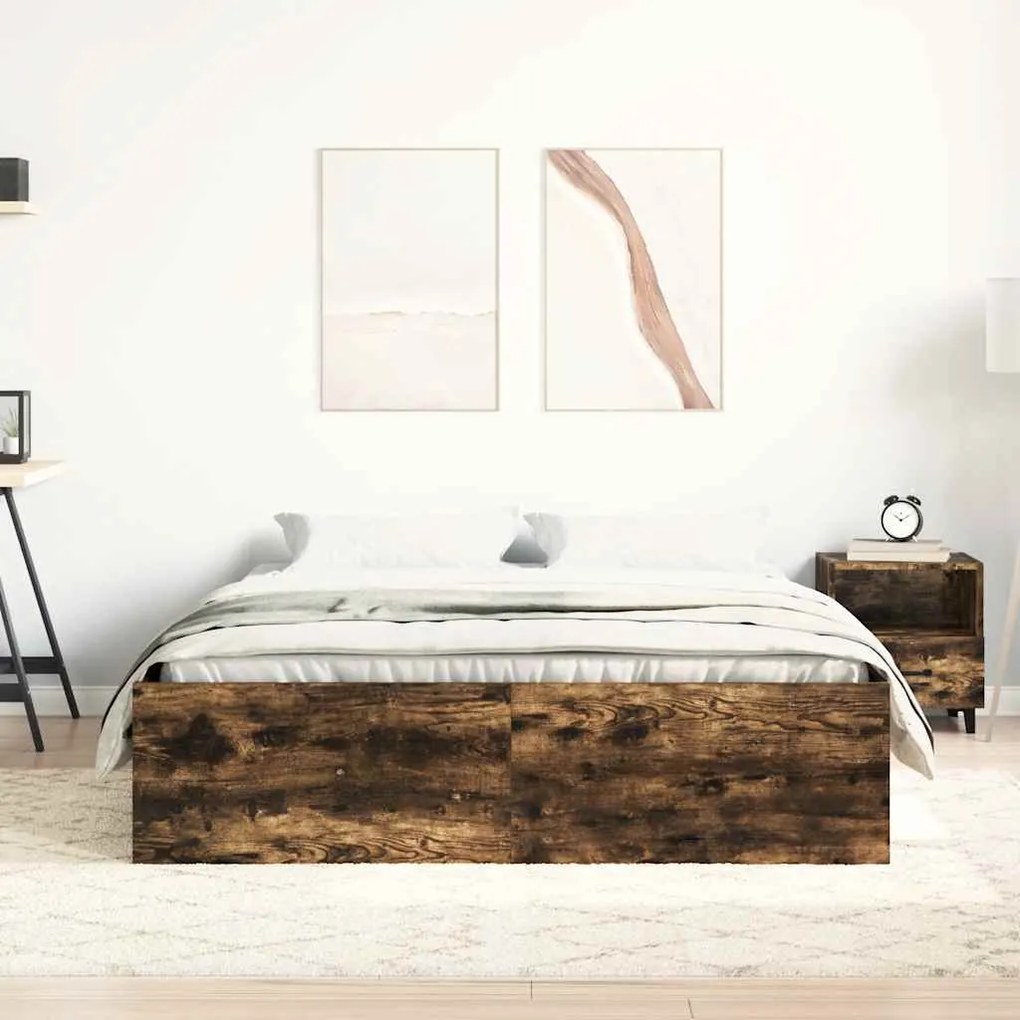 Estrutura de cama 120x200 cm carvalho fumado