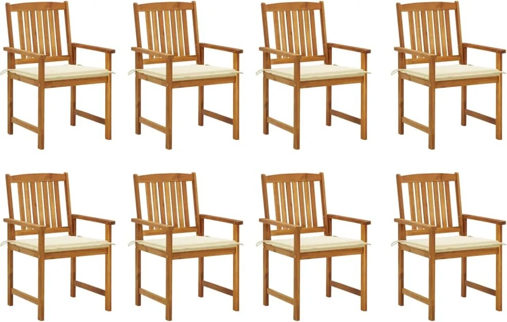 vidaXL Cadeiras de jardim com almofadões 8 pcs acácia maciça