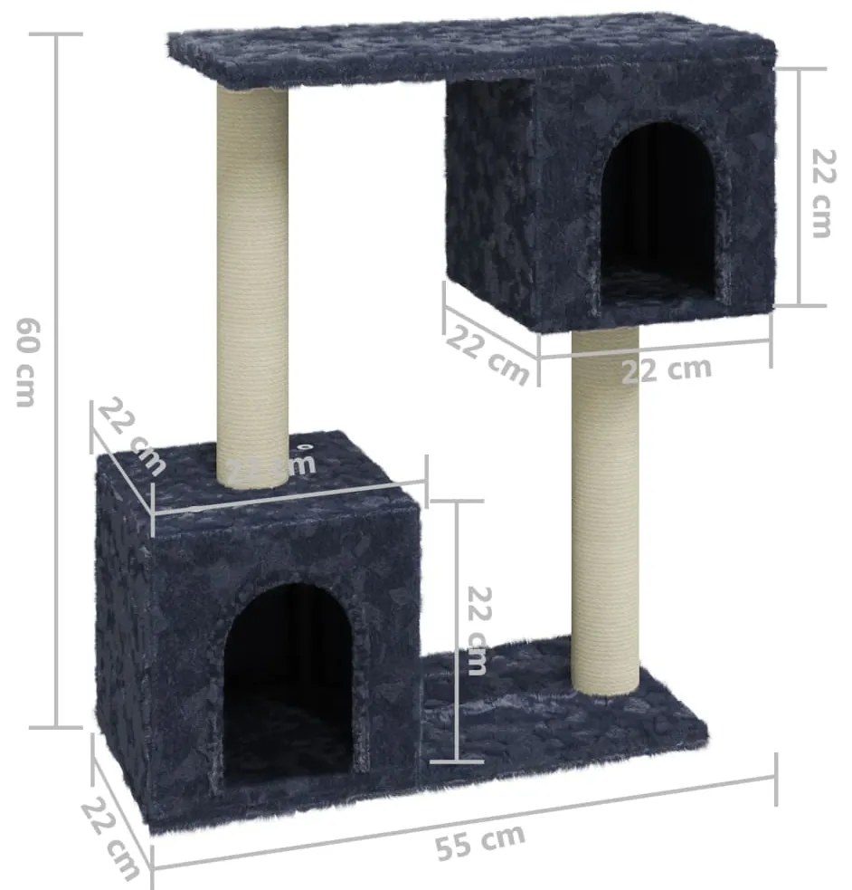Árvore p/ gatos c/ postes arranhadores sisal 60 cm cinza-escuro