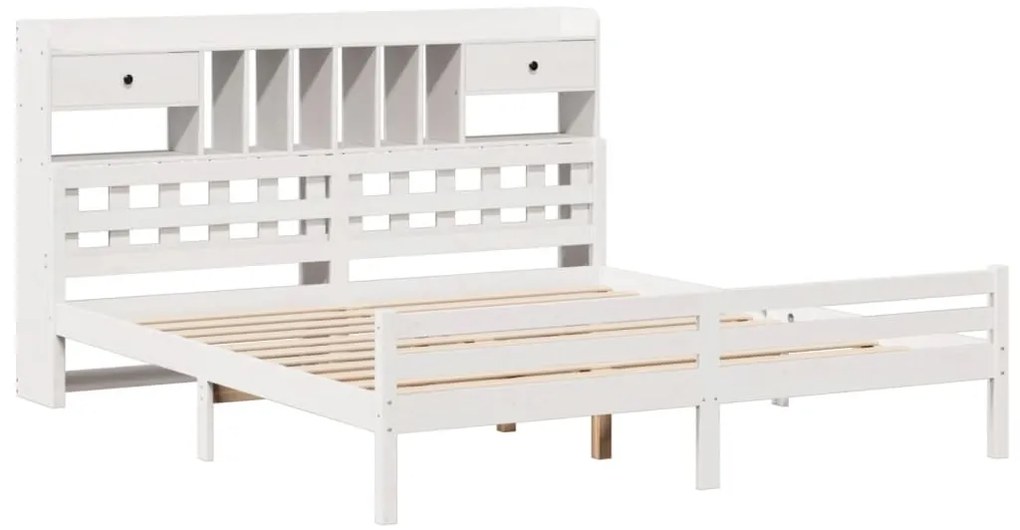 Cama com estante sem colchão 200x200 cm pinho maciço branco