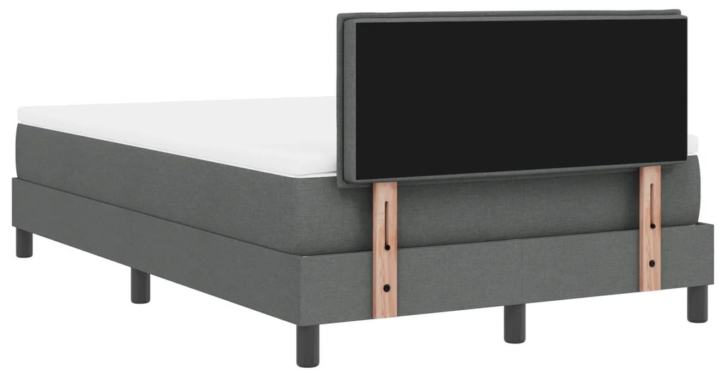 Cama Box Spring com Colchão e LED Cinza Escuro 120x200 cm Tecido