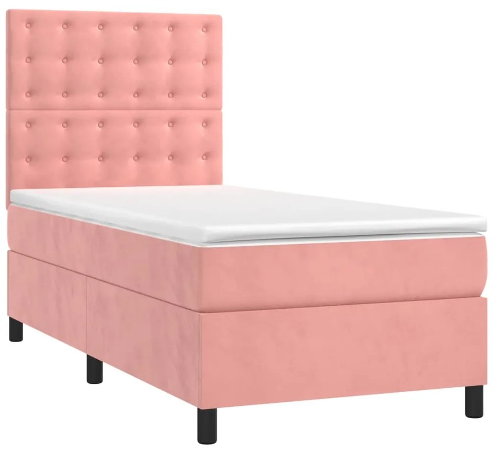 Cama com molas/colchão 90x190 cm veludo rosa