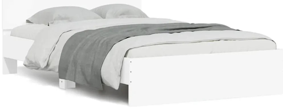 Estrutura de cama com cabeceira e luzes LED 140x190 cm branco