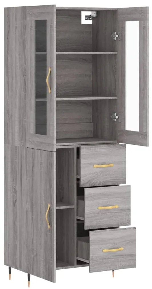 Armário alto 69,5x34x180 cm derivados de madeira sonoma cinza