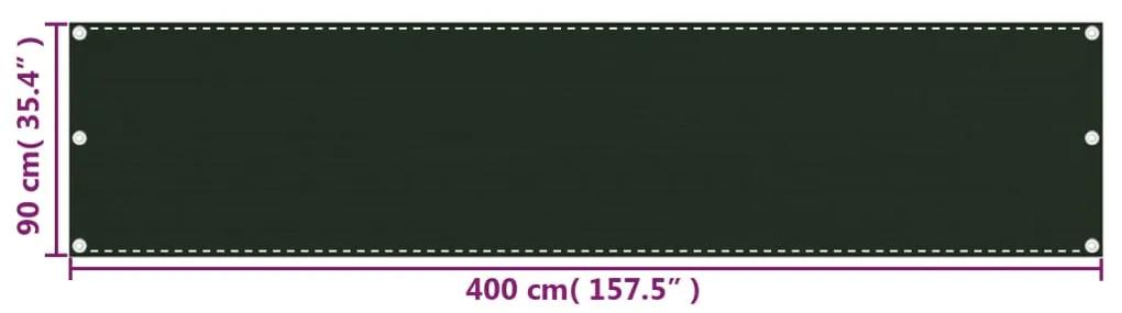 Tela de varanda 90x400 cm PEAD verde-escuro