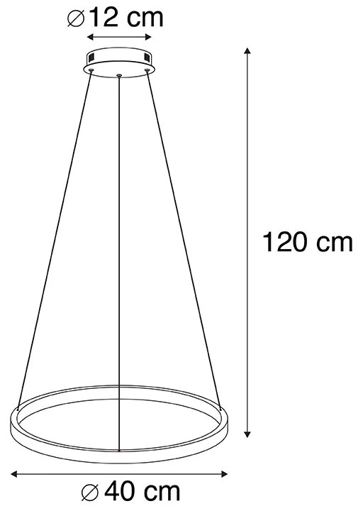 Candeeiro de suspensão moderno em anel dourado 40 cm com LED - Anella Moderno