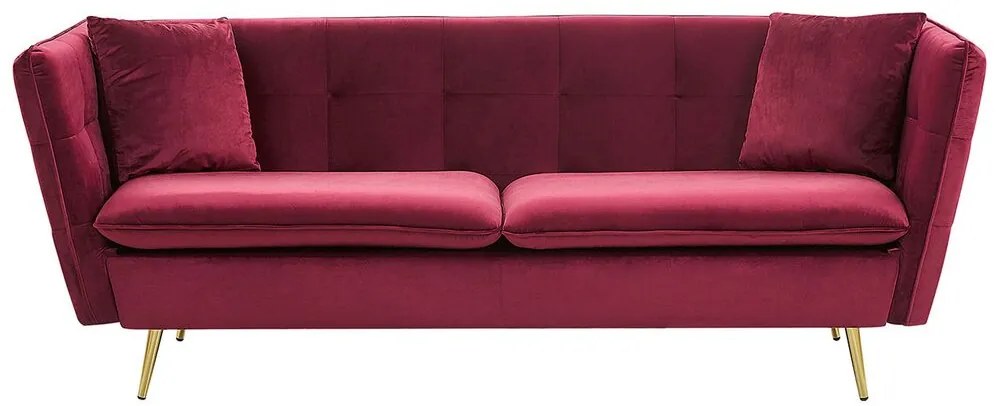 Sofá de 3 lugares em veludo vermelho escuro FREDERICA Beliani