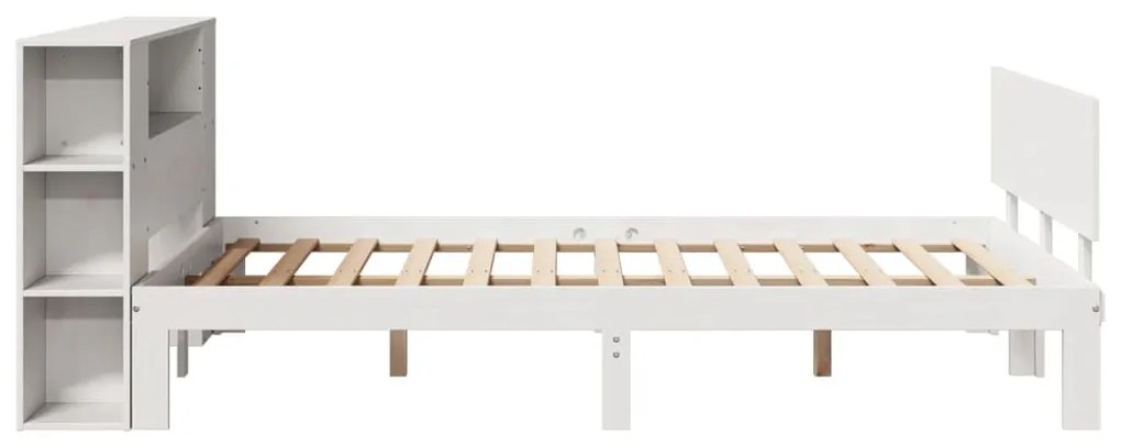 Cama com estante sem colchão 150x200 cm pinho maciço branco