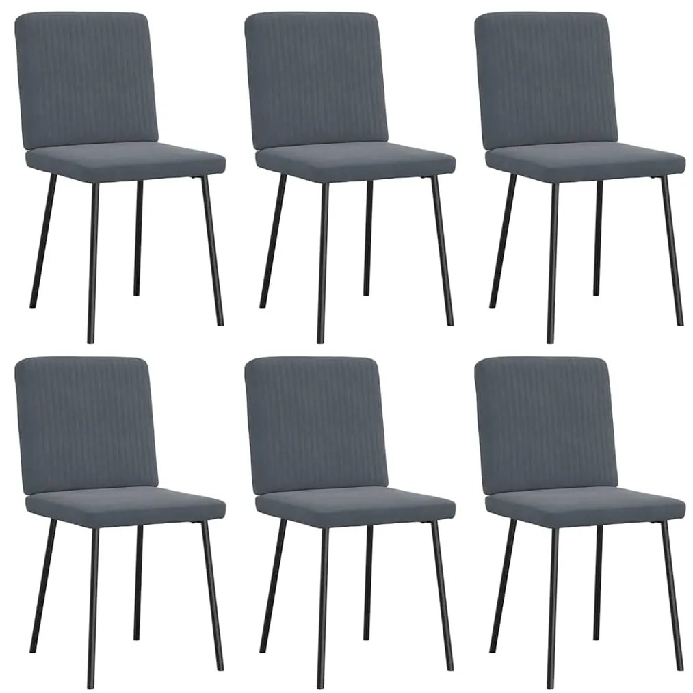 Cadeiras de jantar 6 pcs veludo cinzento-escuro
