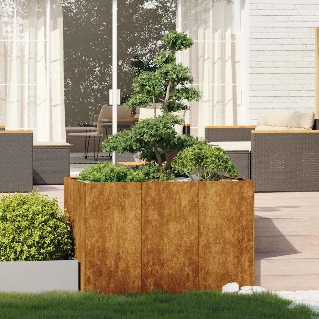 Floreira enferrujada 120x80x80 cm aço resistente