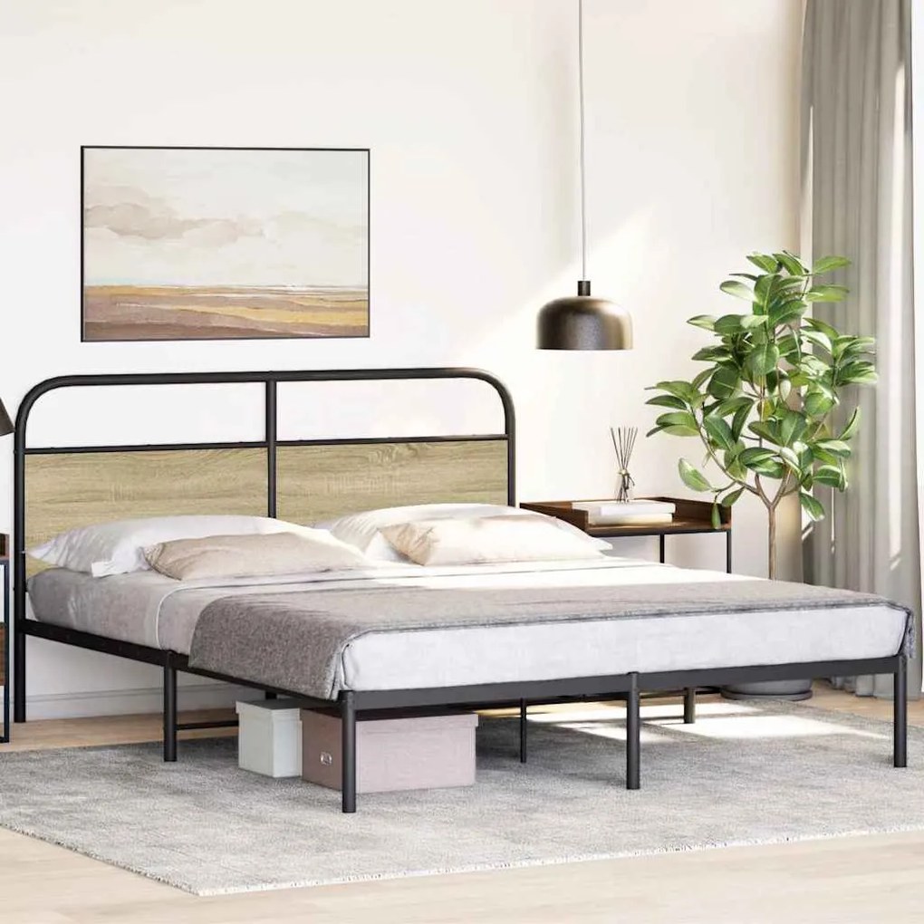 Estrutura cama s/ colchão derivados de madeira carvalho sonoma