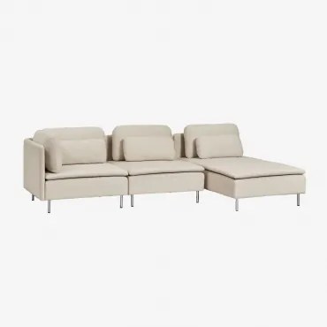 Sofá Modular Oriol De 3 Peças Com Chaise Longue Lateral Direita Tecido Creme Bege - Sklum