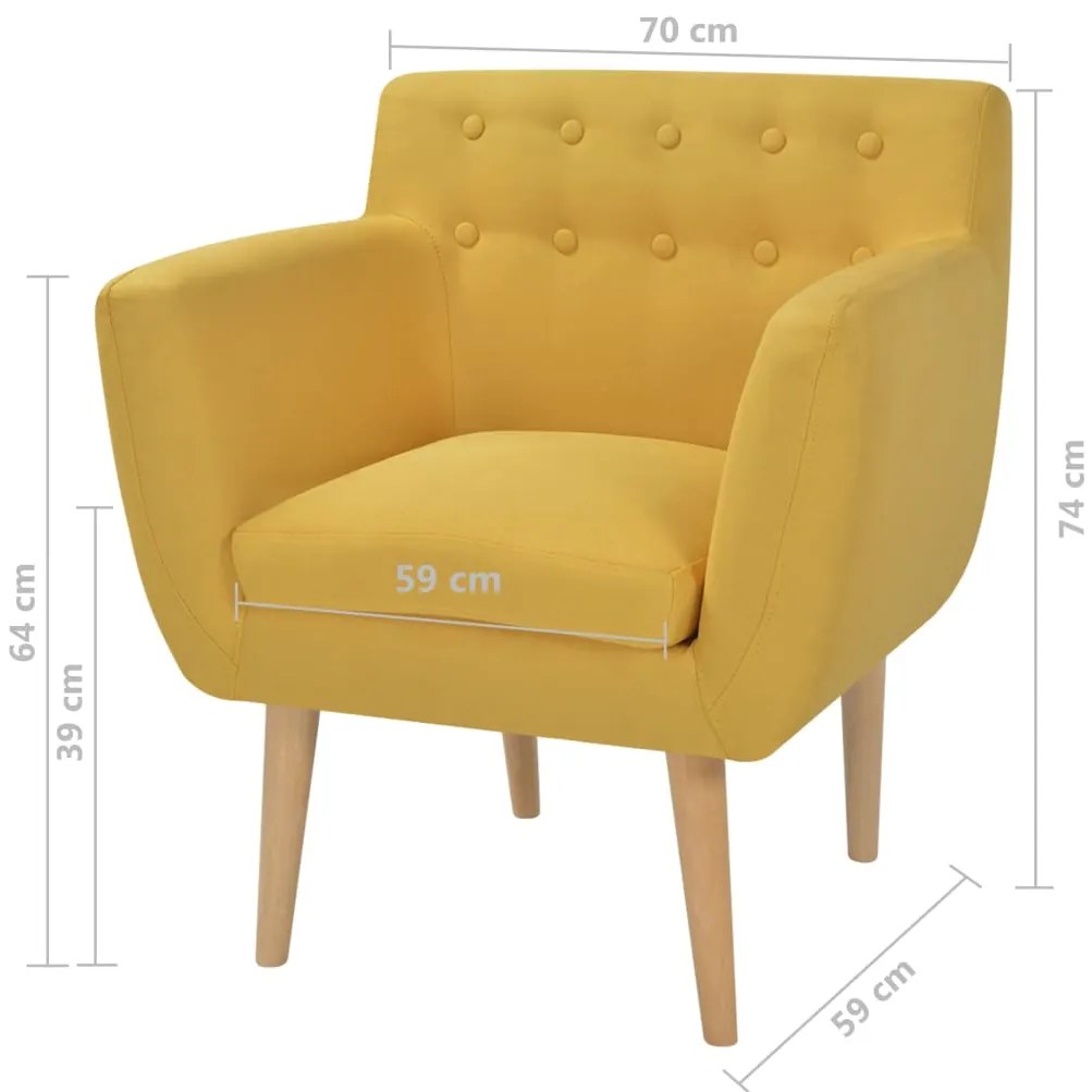 Poltrona em tecido amarelo
