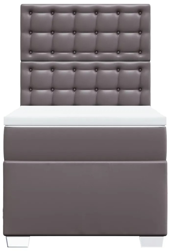 Cama com molas/colchão 80x200 cm couro artificial cinza