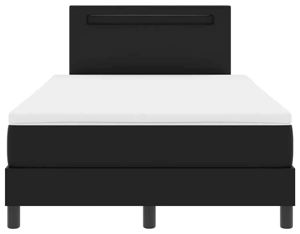 Cama Box com Colchão Preta, 120x200 cm, em Couro Sintético