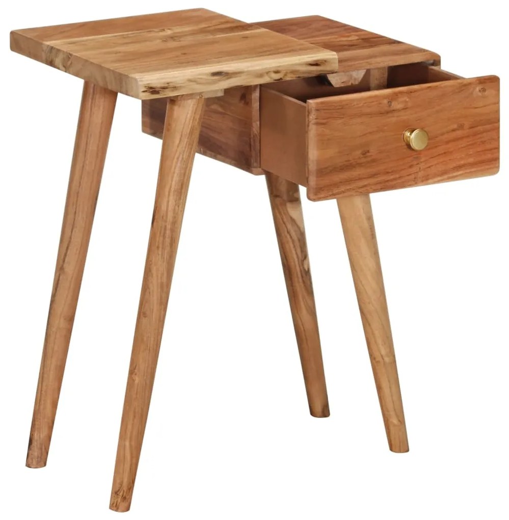 Mesa de cabeceira em madeira de acácia maciça 45x32x55 cm