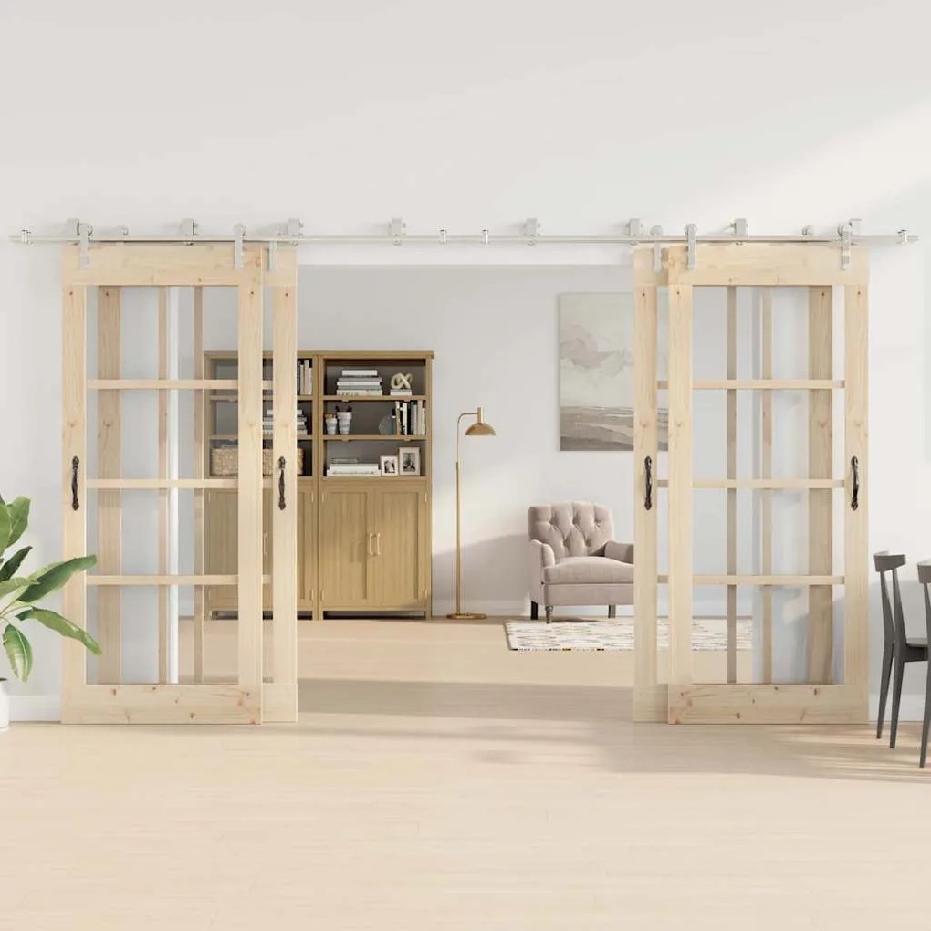 Kit ferragens p/ porta deslizante 400cm aço inoxidável prateado