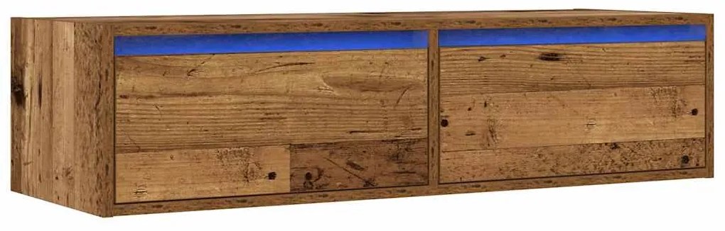 Móvel de TV com luzes LED 100X35,5x25 cm madeira velha