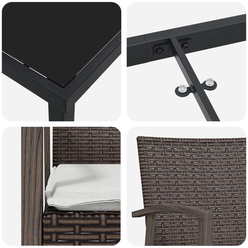 Conjunto de Jantar de Jardim em 5 Peças com Almofadas em Rattan Sintét