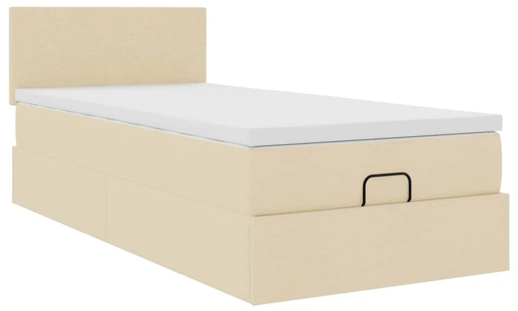 Cama otomana com colchão 90x200 cm tecido creme