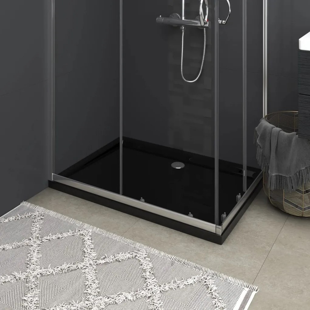 148918 vidaXL Base de chuveiro retangular 80x110 cm ABS preto