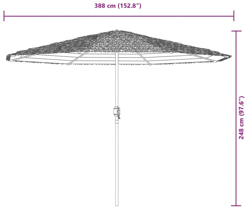 Guarda-sol de jardim com poste de aço 388x388x248 cm castanho