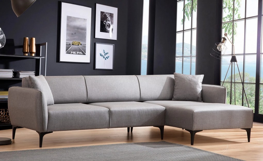 Sofá de Canto Belissimo – Cinzento – 270 x 140 cm