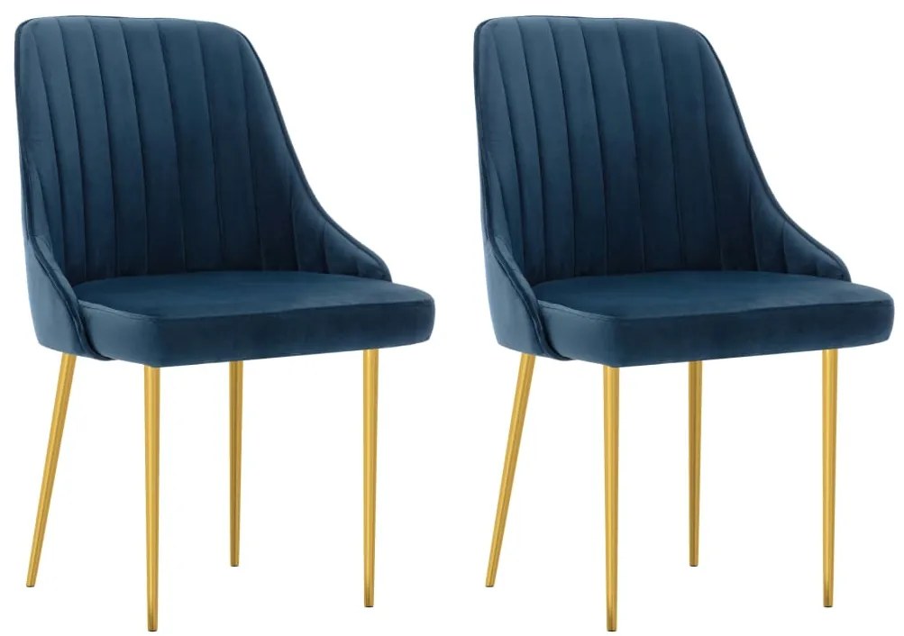 vidaXL Cadeiras de jantar 2 pcs veludo azul