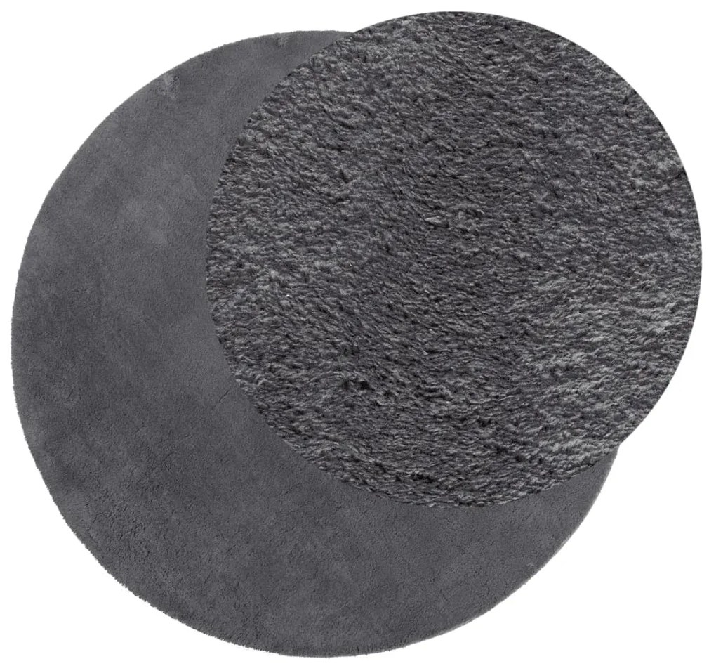 Tapete pelo curto macio e lavável HUARTE Ø 120 cm antracite