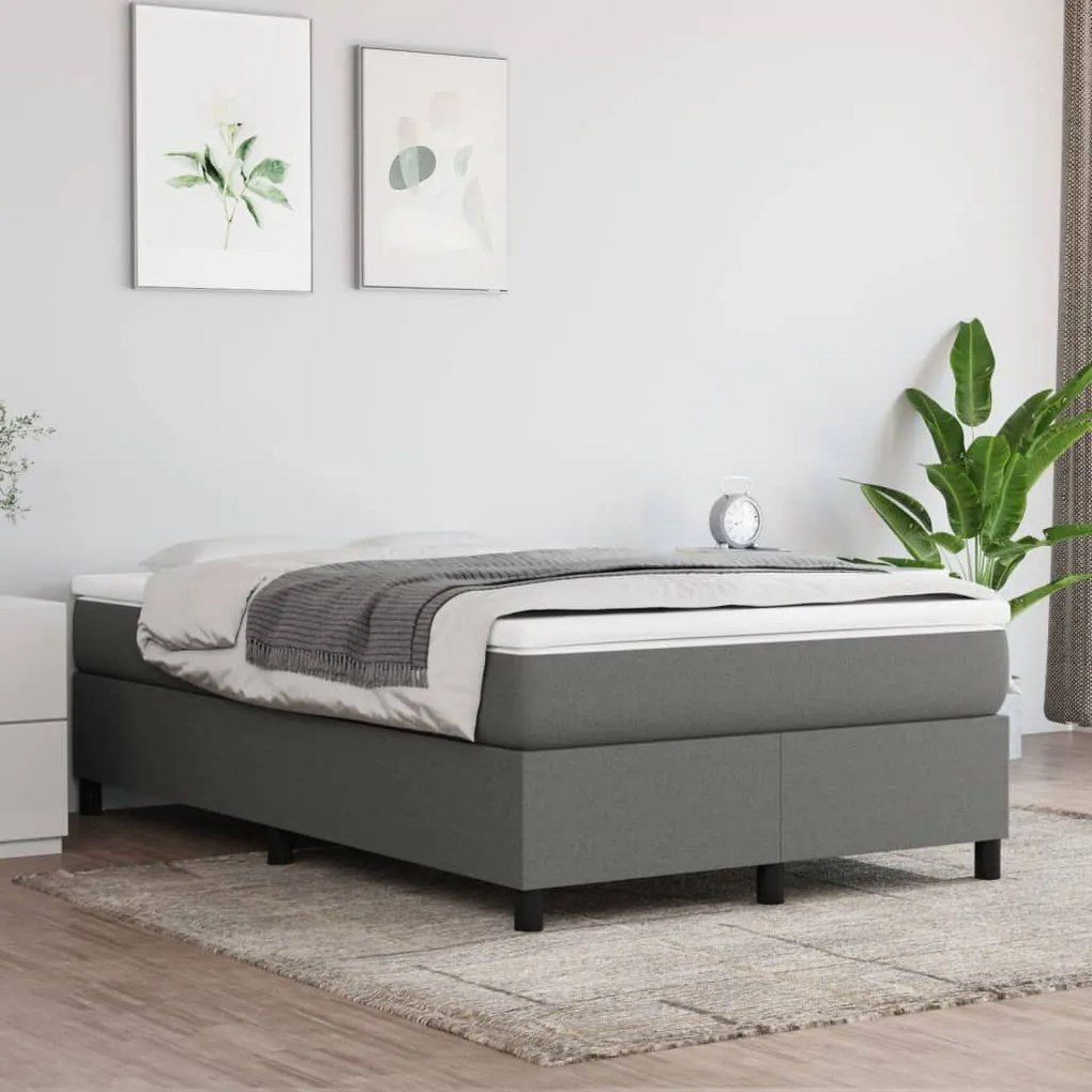 3120847 vidaXL Estrutura de cama com molas 120x200 cm tecido cinzento-escuro