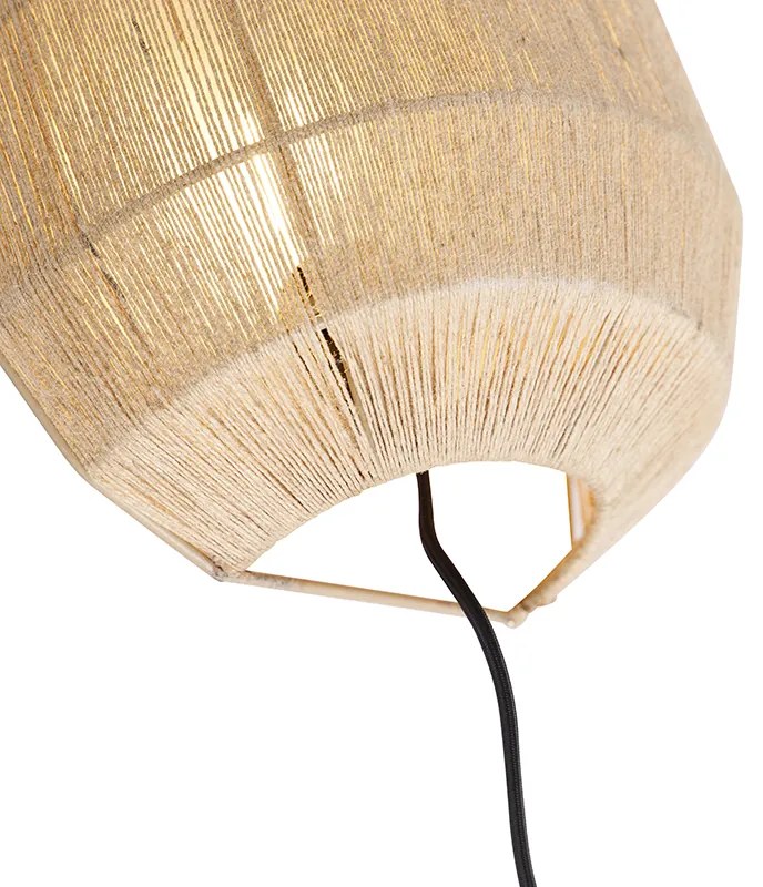 Candeeiro de parede oriental preto com corda de juta - Riki Oriental