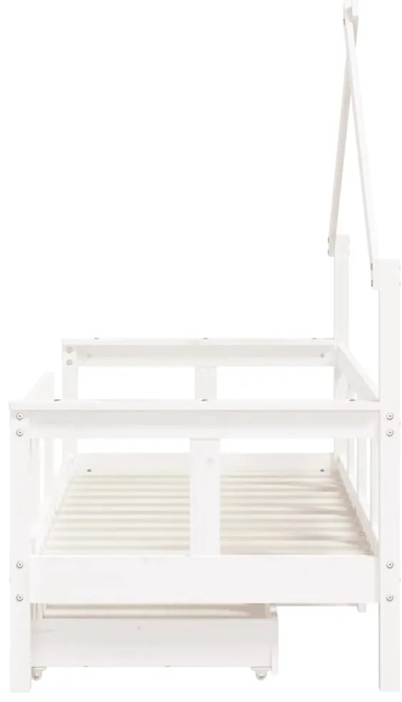 Estrutura cama infantil c/ gavetas 70x140cm pinho maciço branco