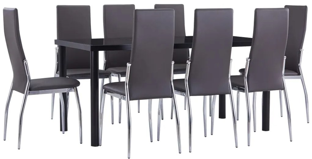 vidaXL 9 pcs conjunto de jantar couro artificial cinzento