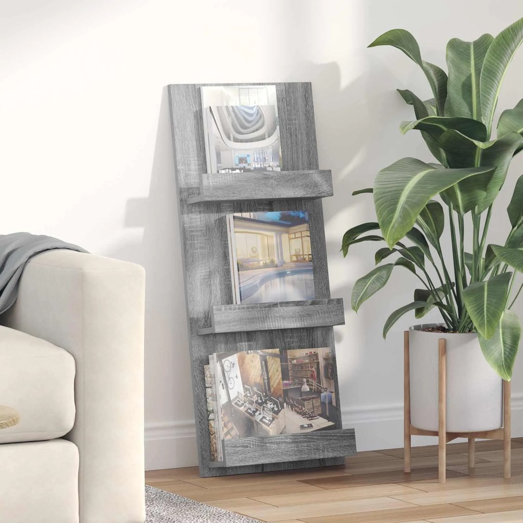 vidaXL Estante de Revistas Cinza Sonoma 43 x 11 x 102 cm