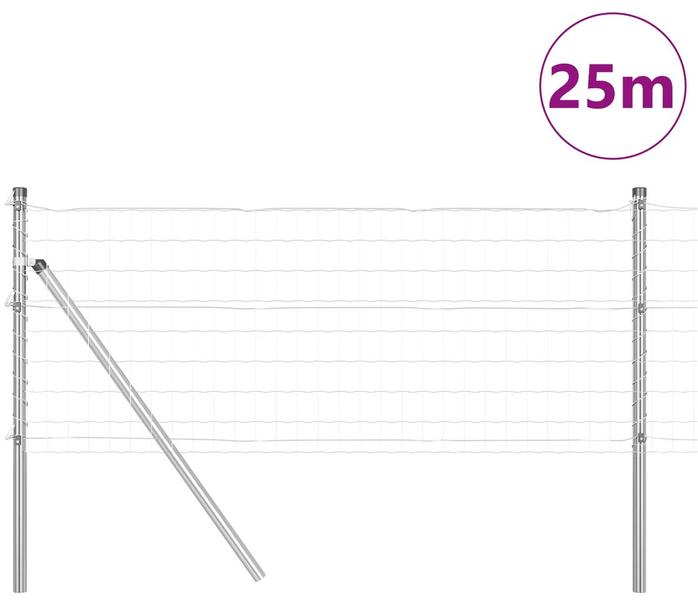 Cerca Euro com 13 Postes 1x25 m Aço Galvanizado