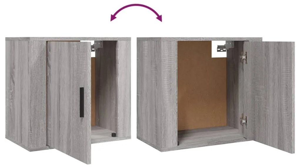 Mesa de cabeceira de parede 50x30x47 cm cinzento sonoma