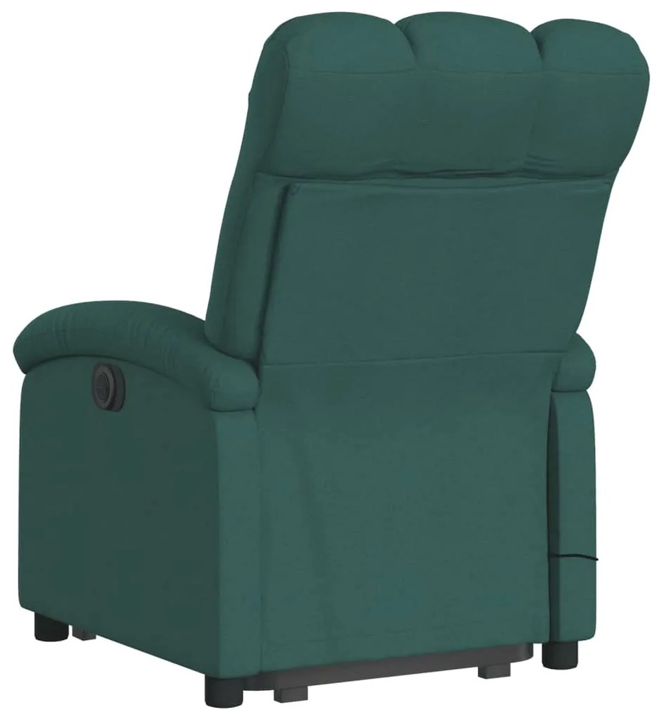Poltrona reclinável elevatória de massagens tecido verde-escuro