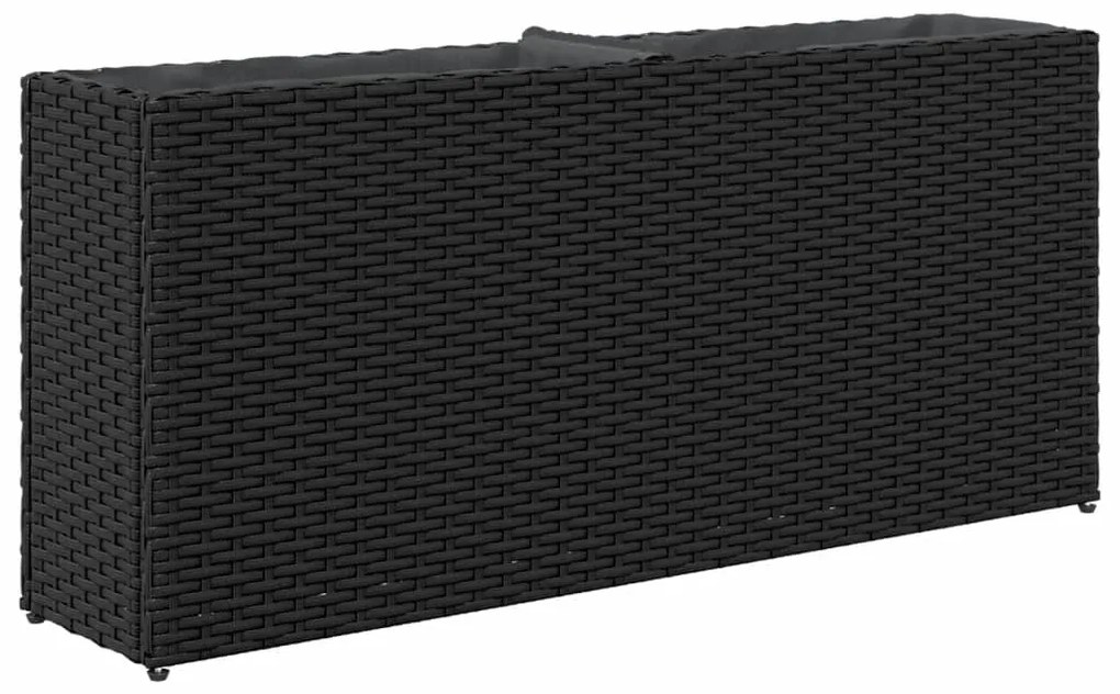 Floreira com 2 vasos 90x20x40 cm vime PE preto