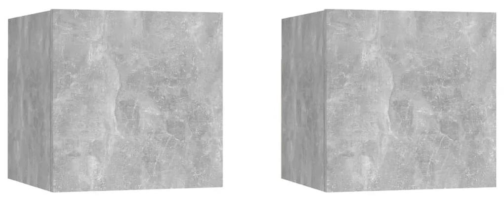 Mesas de cabeceira 2pcs 30,5x30x30cm contrapl. cinzento cimento