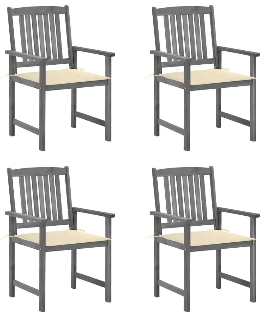 vidaXL Cadeiras de jardim com almofadões 4 pcs acácia maciça cinza