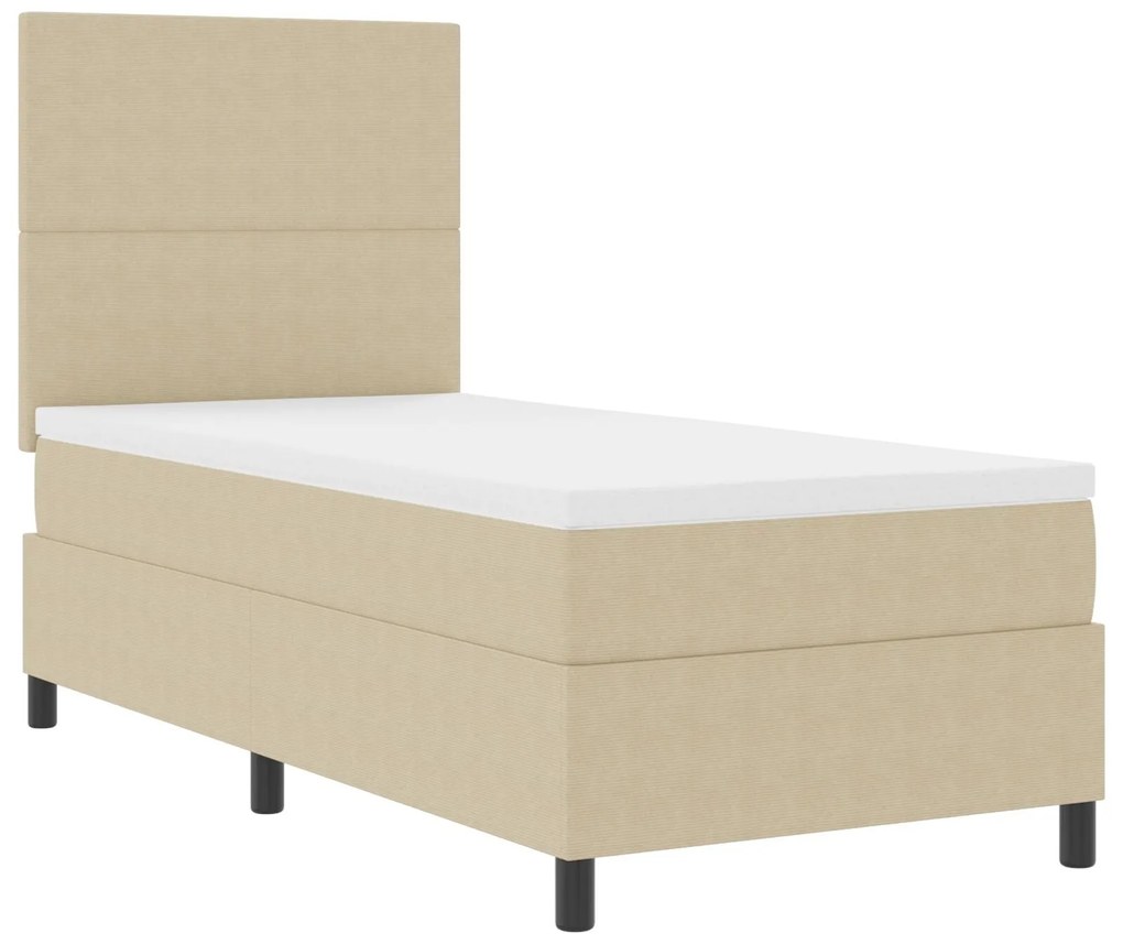 Cama Box Spring com Colchão Verde Claro Cinza Solteiro Tecido de Cordu