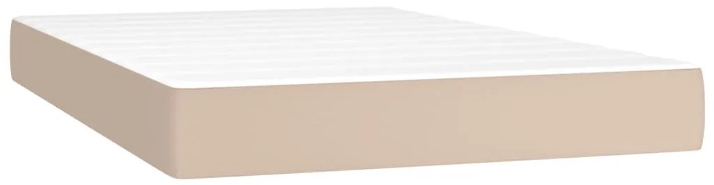 Cama box spring c/colchão/LED 120x200cm couro artif. cappuccino