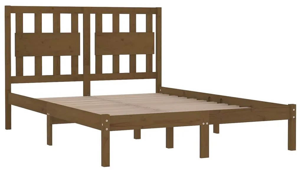 Estrutura de cama 200x200 cm pinho maciço castanho mel