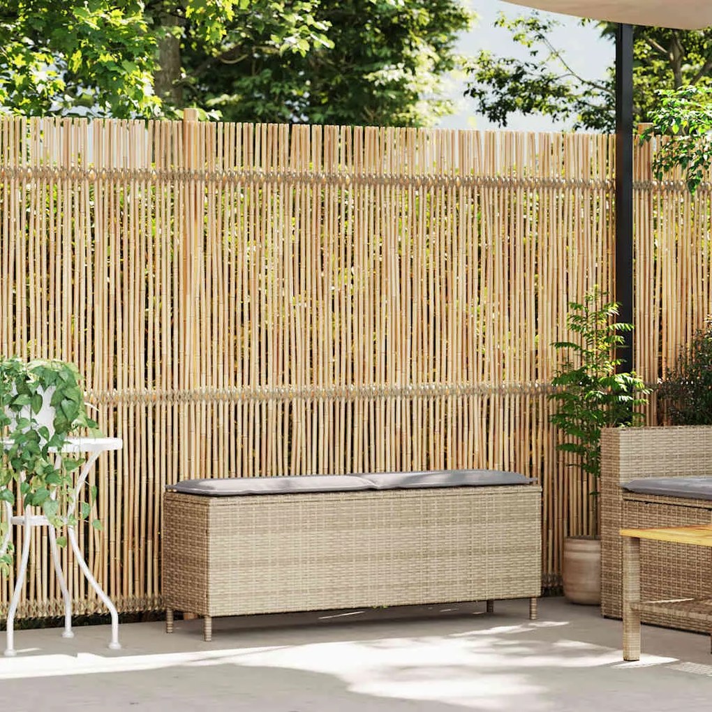 Banco de jardim com almofadão 110x30x40,5 cm vime PE bege