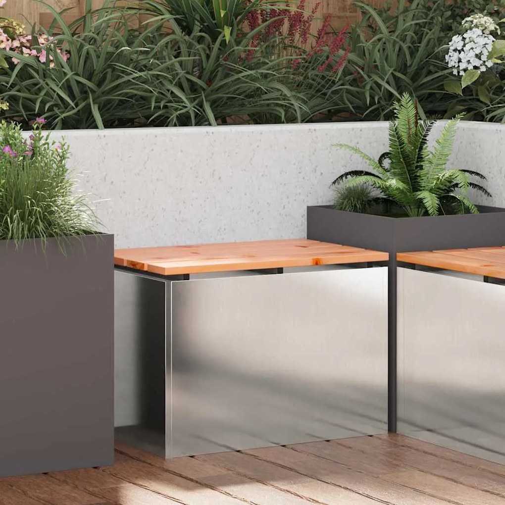 vidaXL Banco de jardim Prateado 60 x 40 x 43 cm Aço inoxidável