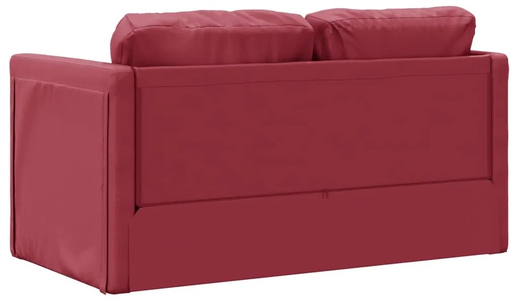 Sofá-cama sem pés 112x174x55 cm couro artificial vermelho tinto